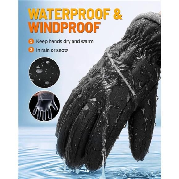 Men's Winter Gloves Waterproof Warm Touch Screen Gloves - Picture 3 of 7